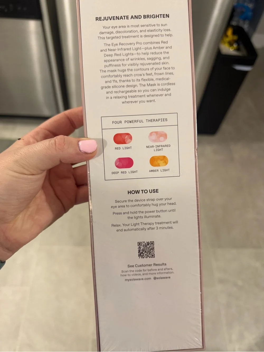 SOLAWAVE Pink LED Eye Mask for Revitalizing Skincare